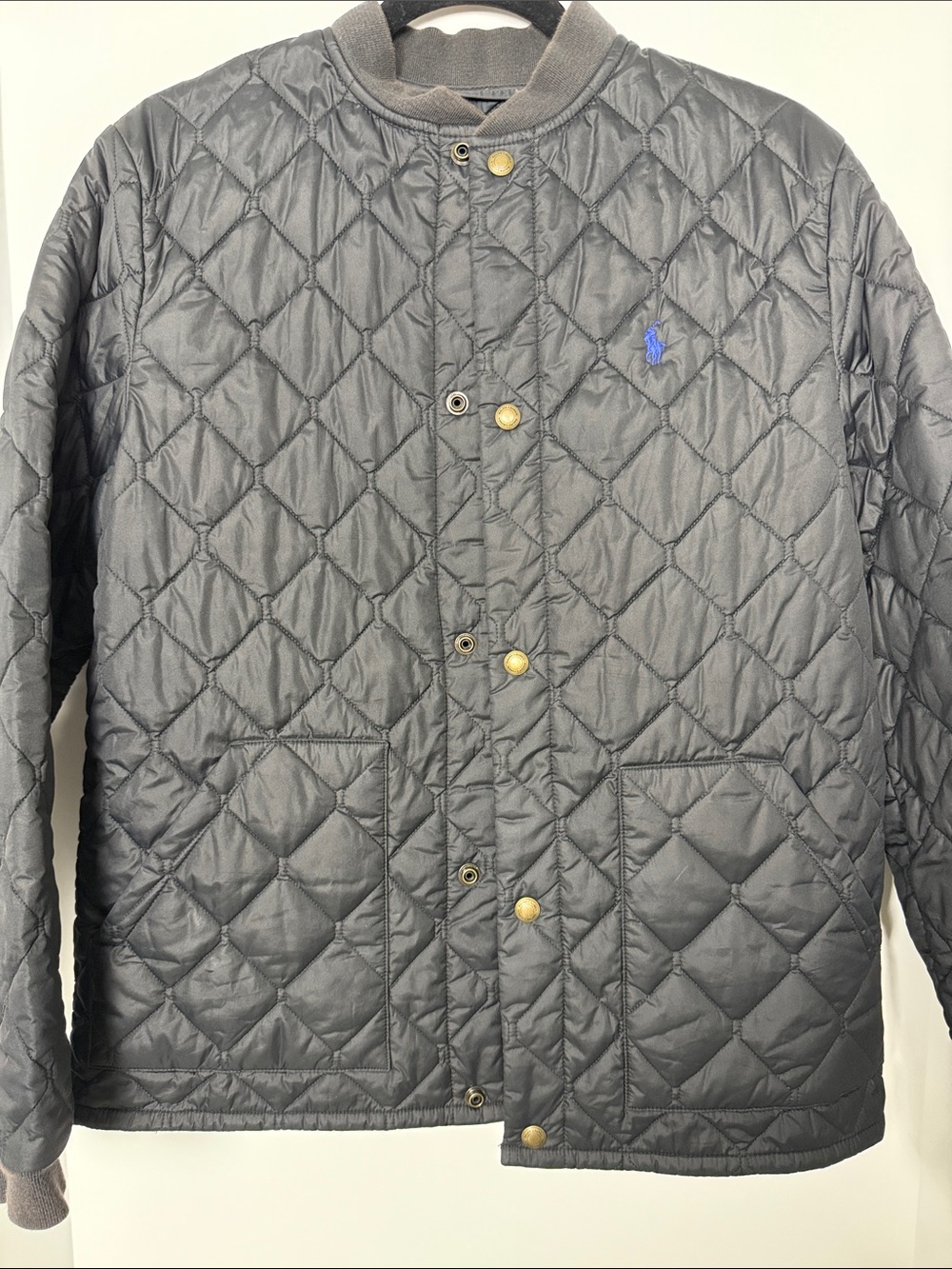 Polo Ralph Lauren Youth Boys XL Quilted Bomber Jacket Black Fits Women S Unisex